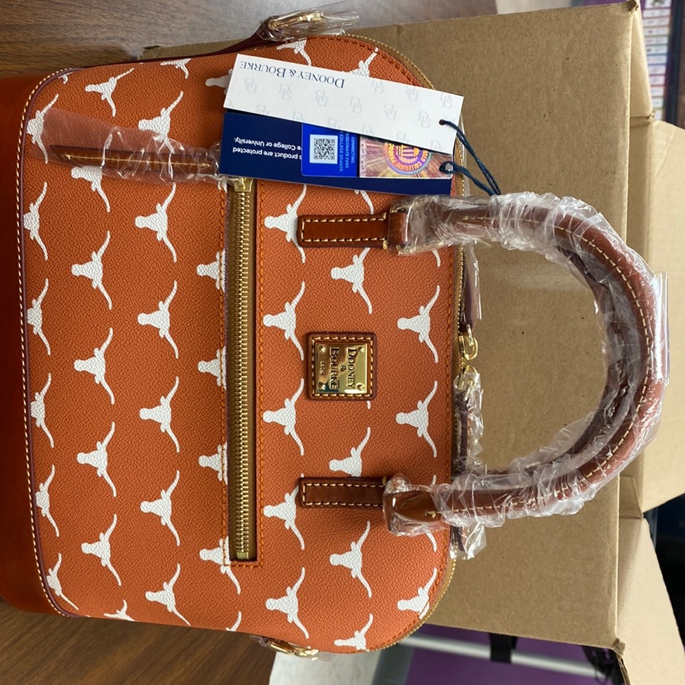 Dooney & Bourke Texas Domed Zip Orange Satchel